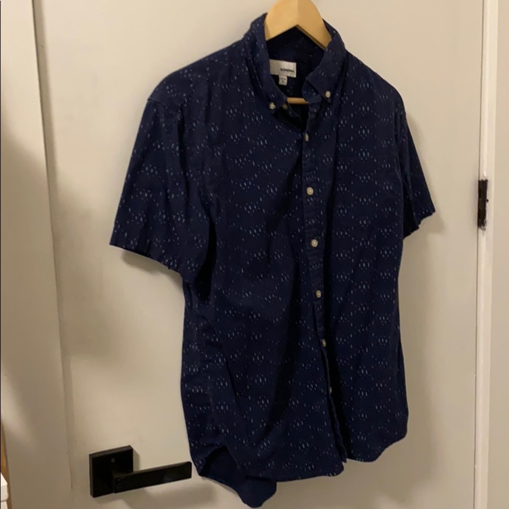 Blue short sleeve button-down